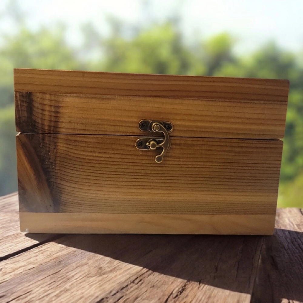 Hand Crafted Cedar Wood Keepsake Trinket Box Chest Signed Dated